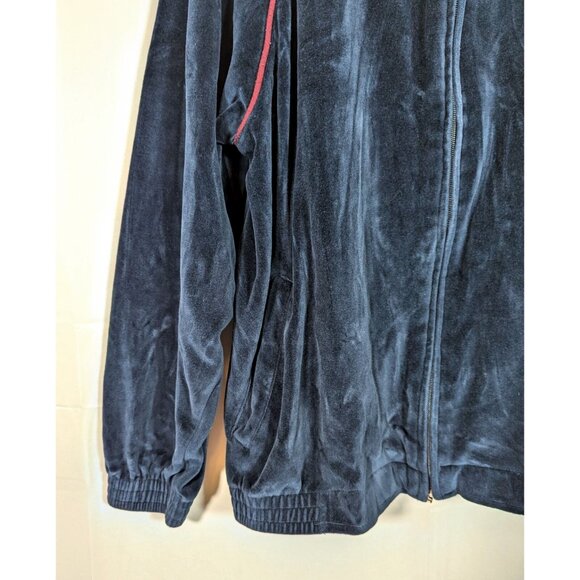Men's Large Blue VELVET Track Jacket Full Zip Athletic Lounge Shirt Basketball - Picture 4 of 6